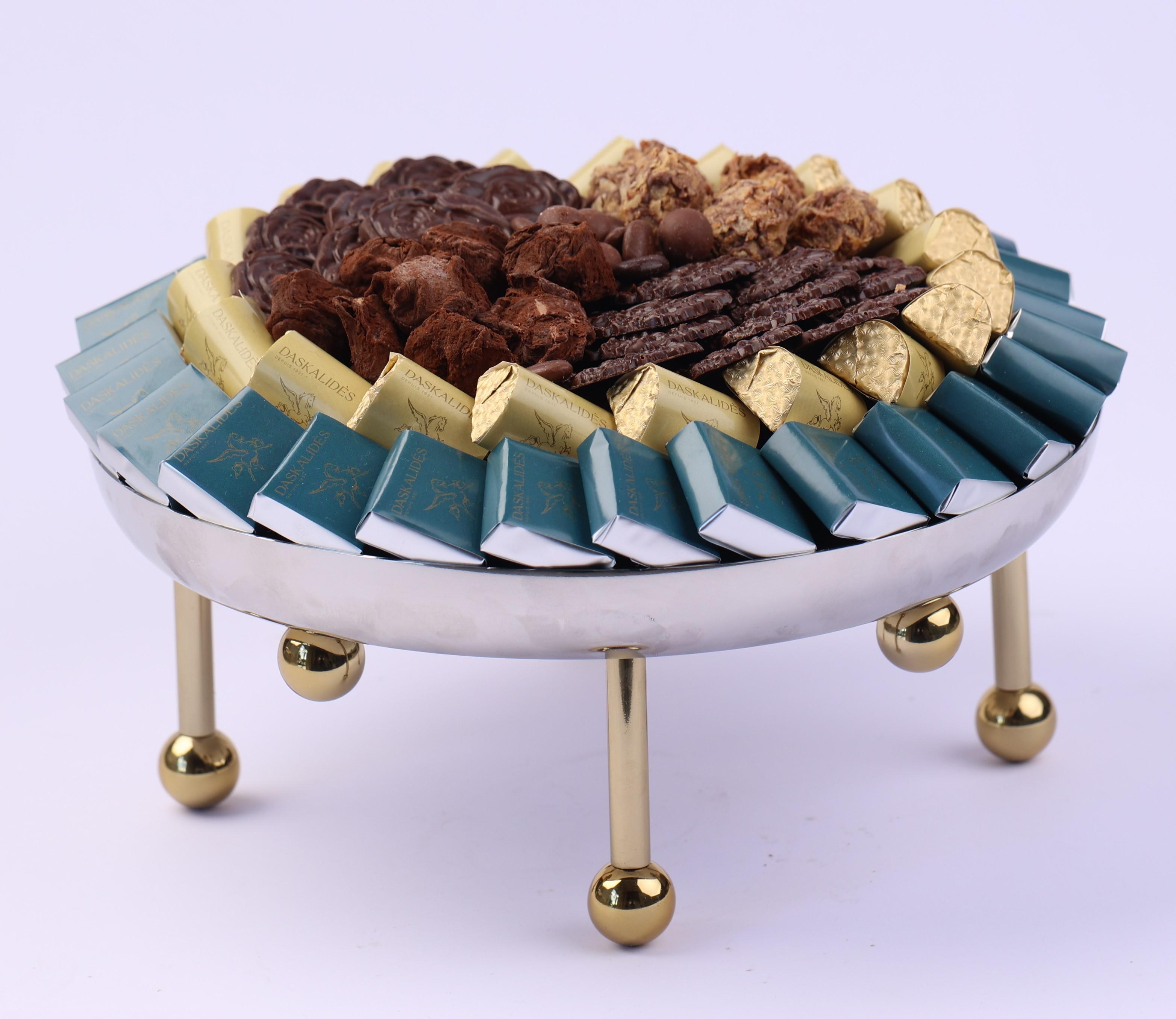 Plateau oval design en inox sur pieds chromés MM -1,1kg