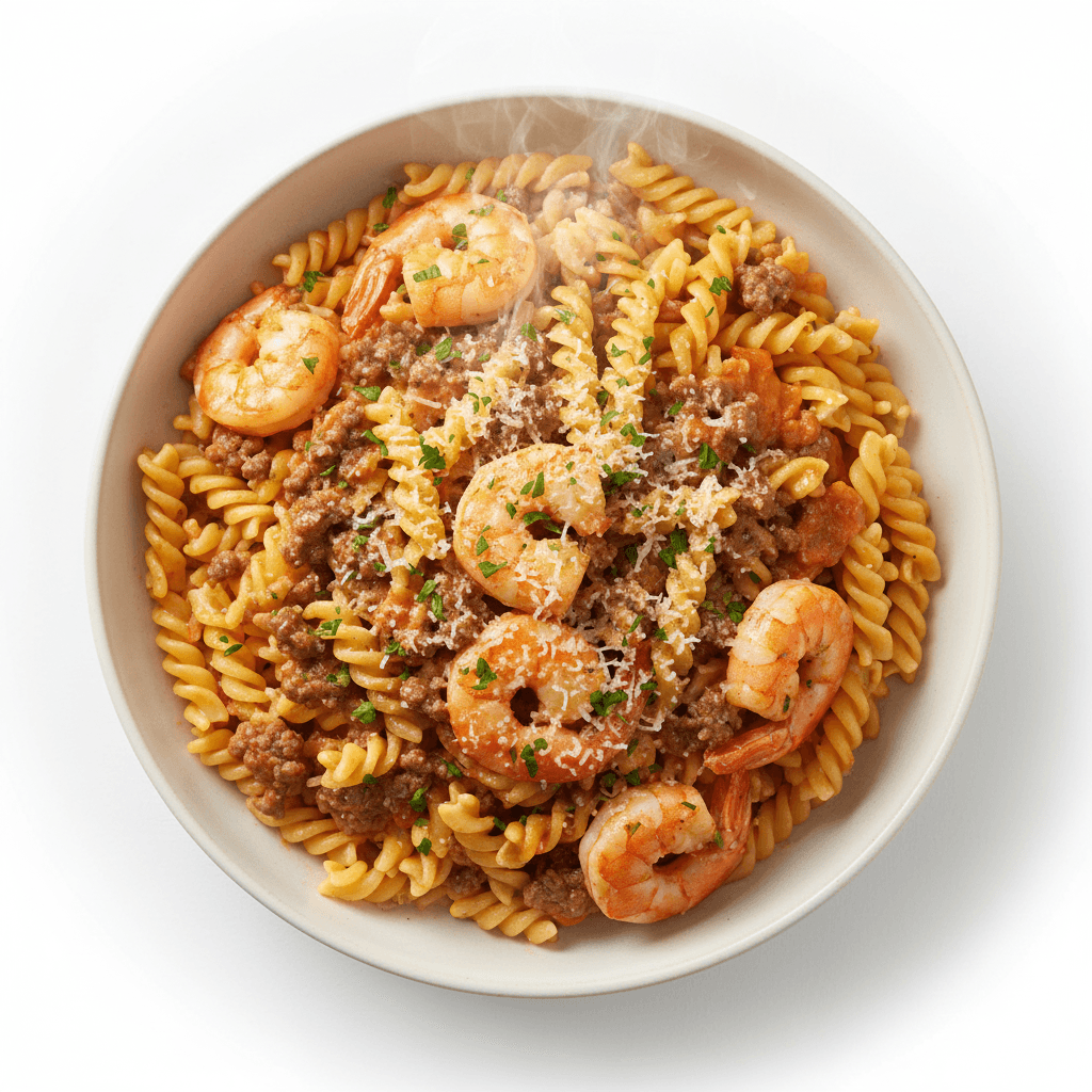 Pasta crevettes &Viande hachée