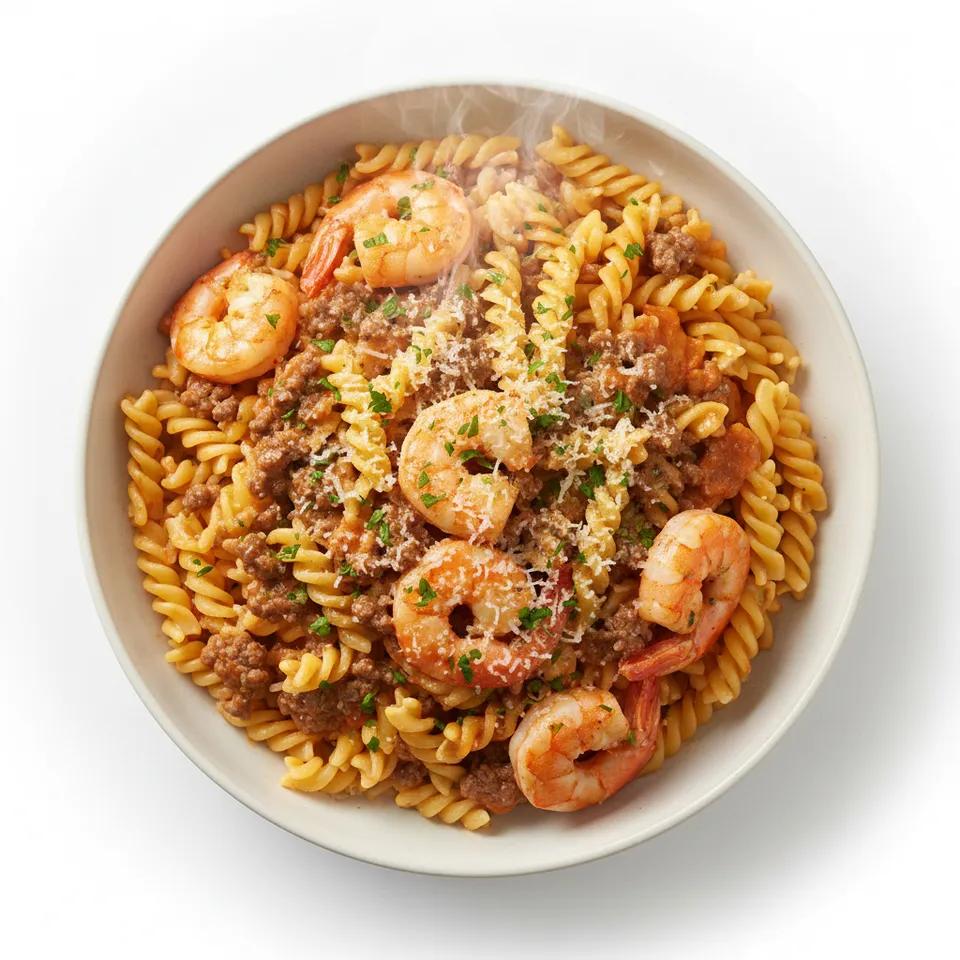 Pasta crevettes &Viande hachée