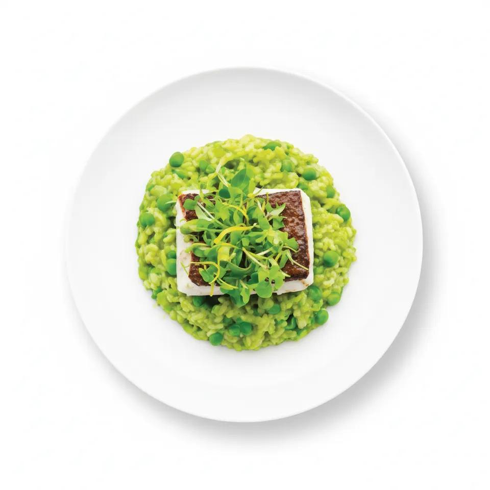 Risotto pesto poisson blanc