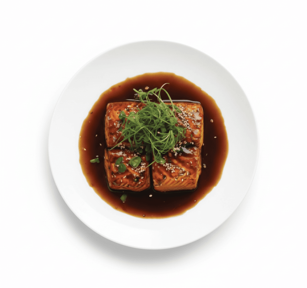 Saumon laqué au soja et miel