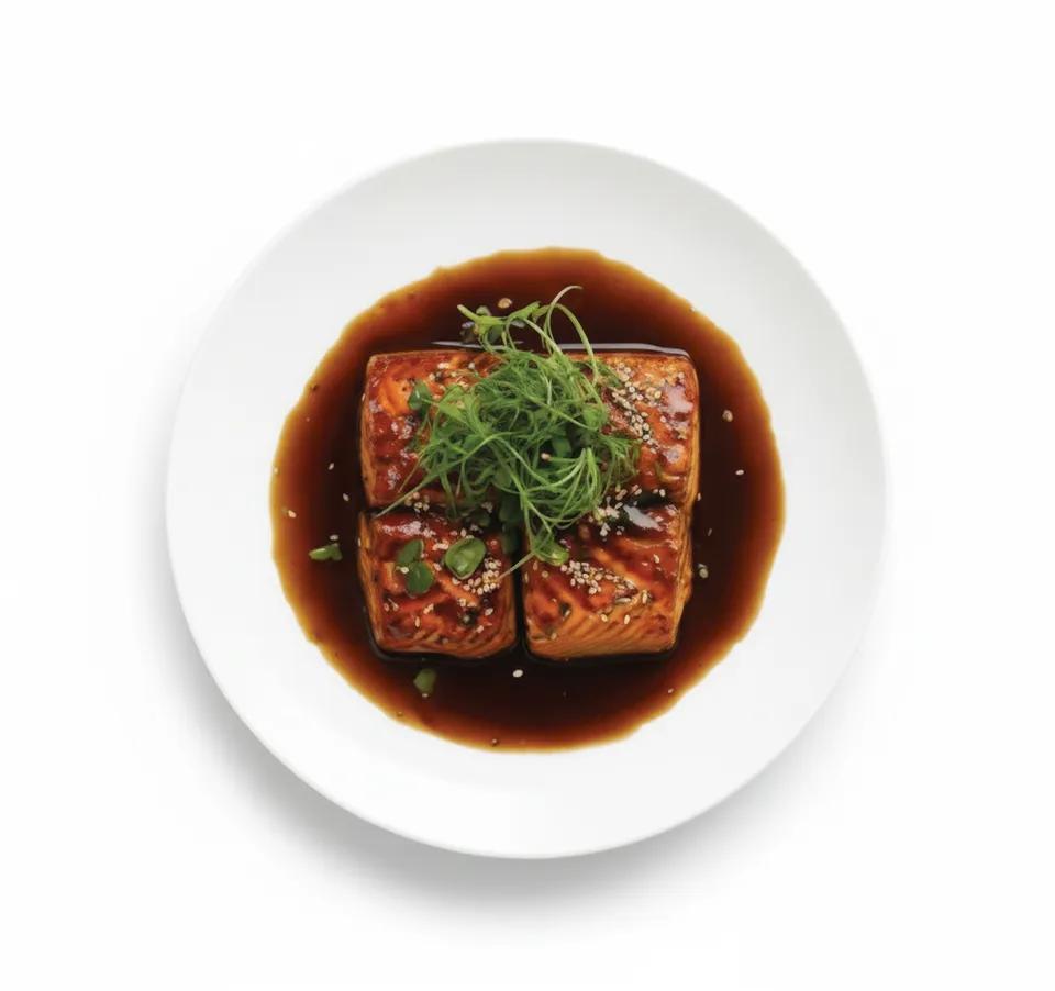 Saumon laqué au soja et miel