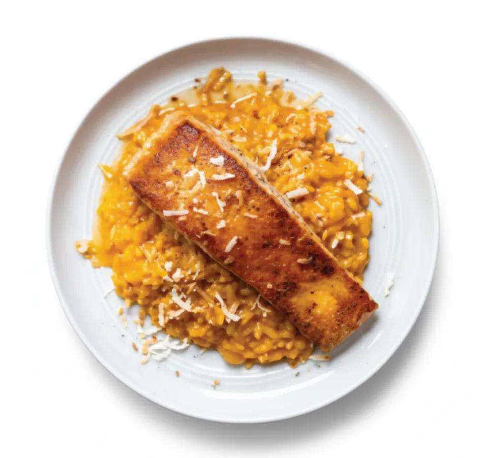 Salmon risotto au curry coco