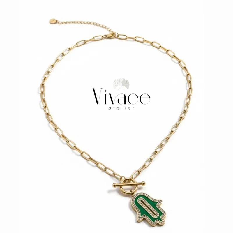 Collier Vivace Khmissa Verte