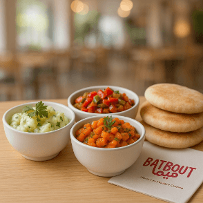 Assortiment de salades marocaines + batbout maison