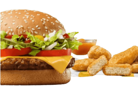 Burger + Nuggets (ou wings) + Jus offerts