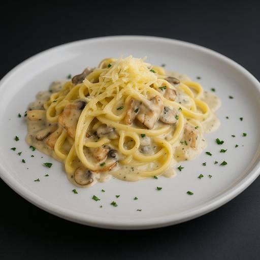 Pasta Alfredo au poulet et champignons