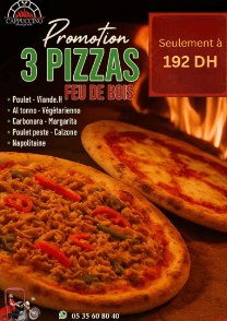 3 Pizzas Feu De Boix Seulement à 192 Dh