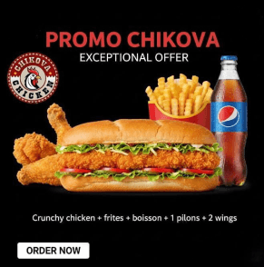 Crunchy Chicken + Frites + Boisson + 1 Pilon + 2 Wings