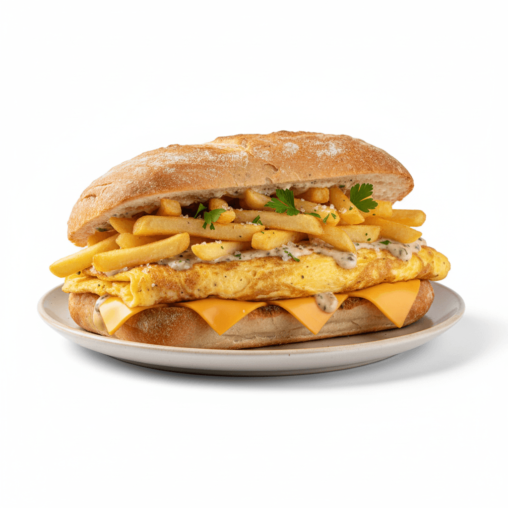 Sandwich Frite Omelette Fromage