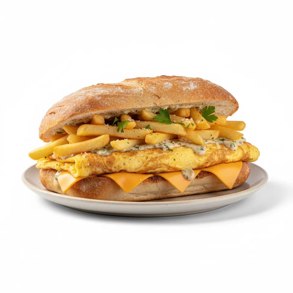 Sandwich Frite Omelette Fromage