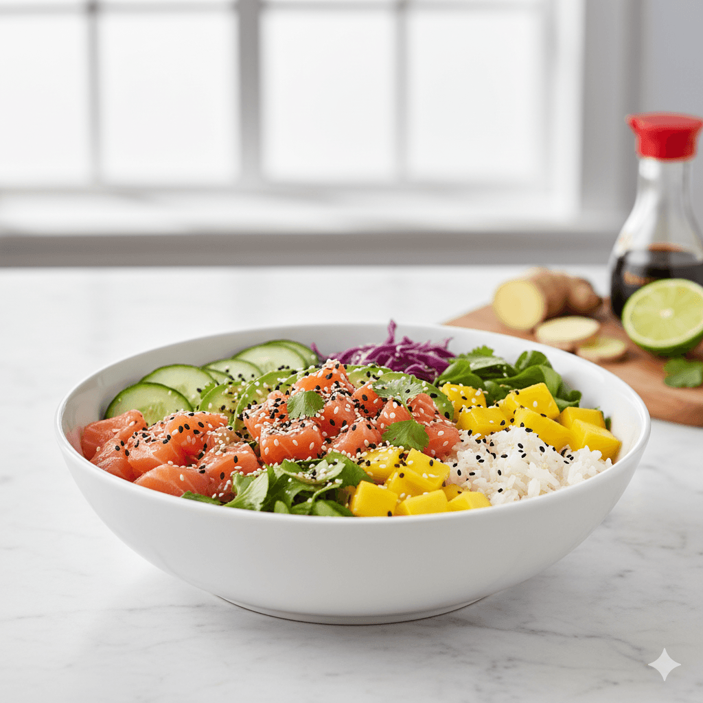 Poke bowl saumon avocado