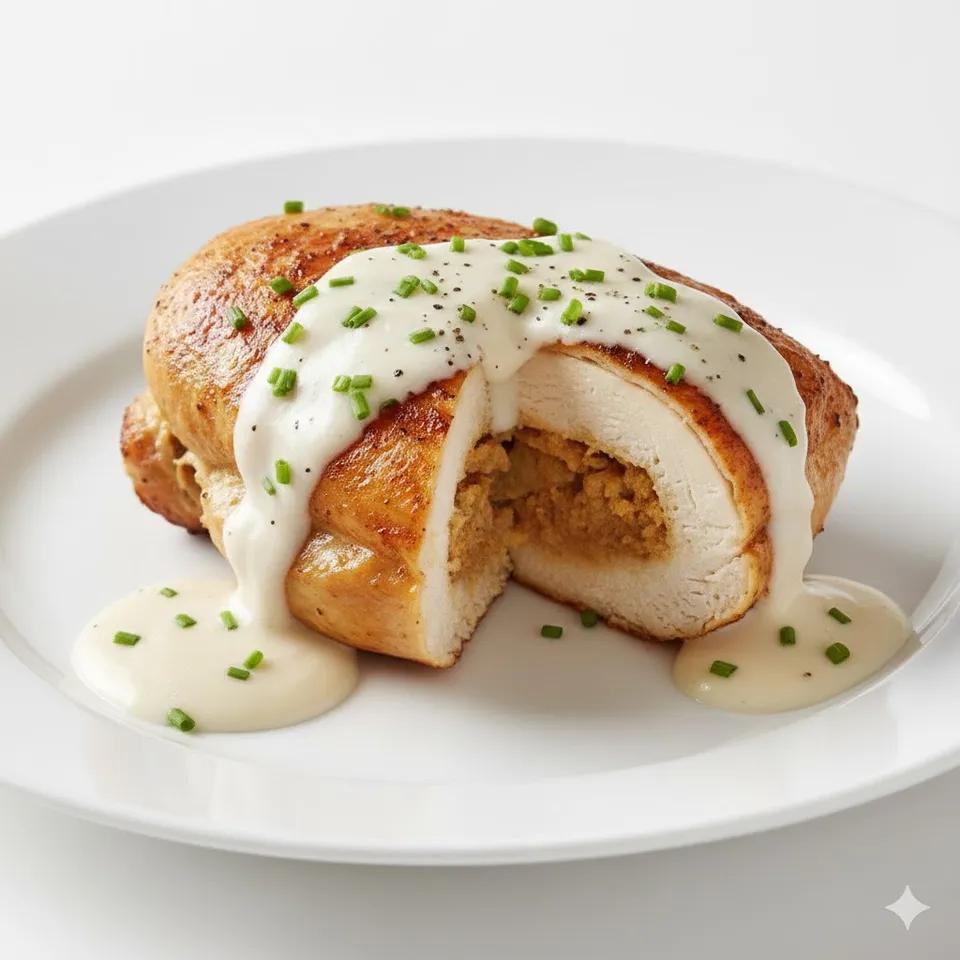 Plat Blanc de poulet haché farcie au 3 fromages