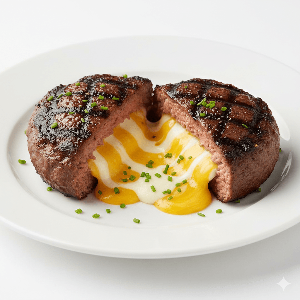 Plat Steak haché farcie au 4 fromages