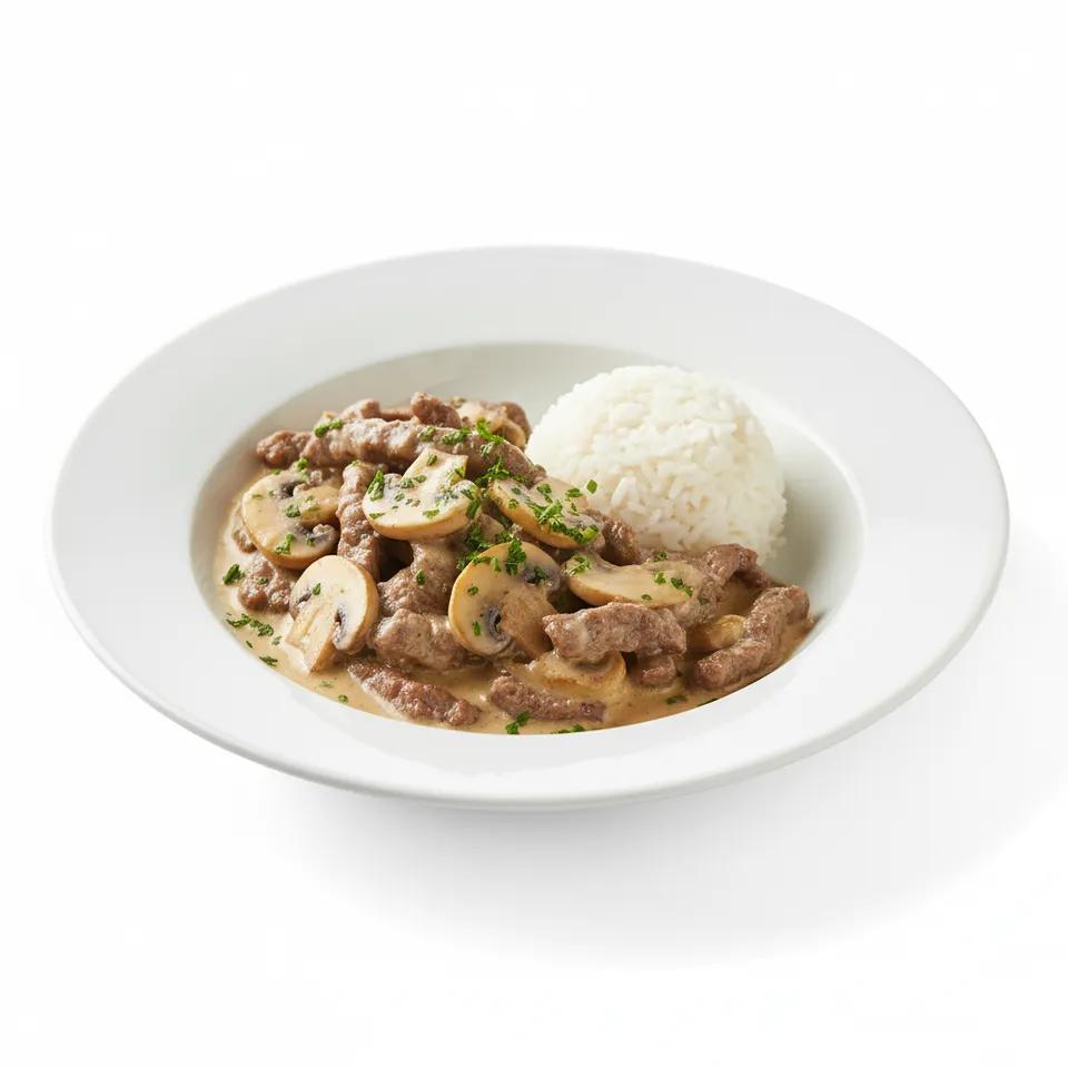 Plat Émincé de poulet a la crème champignons