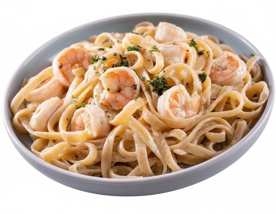 Fettuccine Alfredo Gamberetto Basilico