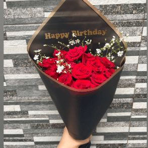 bouquet 12 fleurs personnalisé « happy birthday »