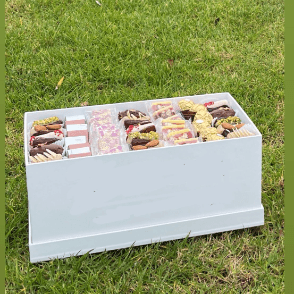 Box cuir rectangulaire, nougat et chocolat