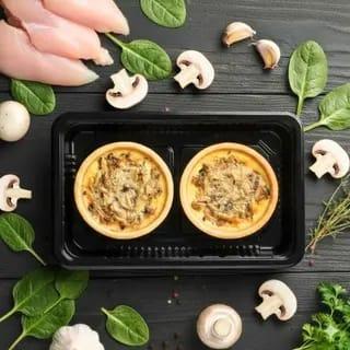 Quiches poulet/champignons cuites et congelées