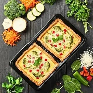 Grande quiches végétariennes cuites congelées