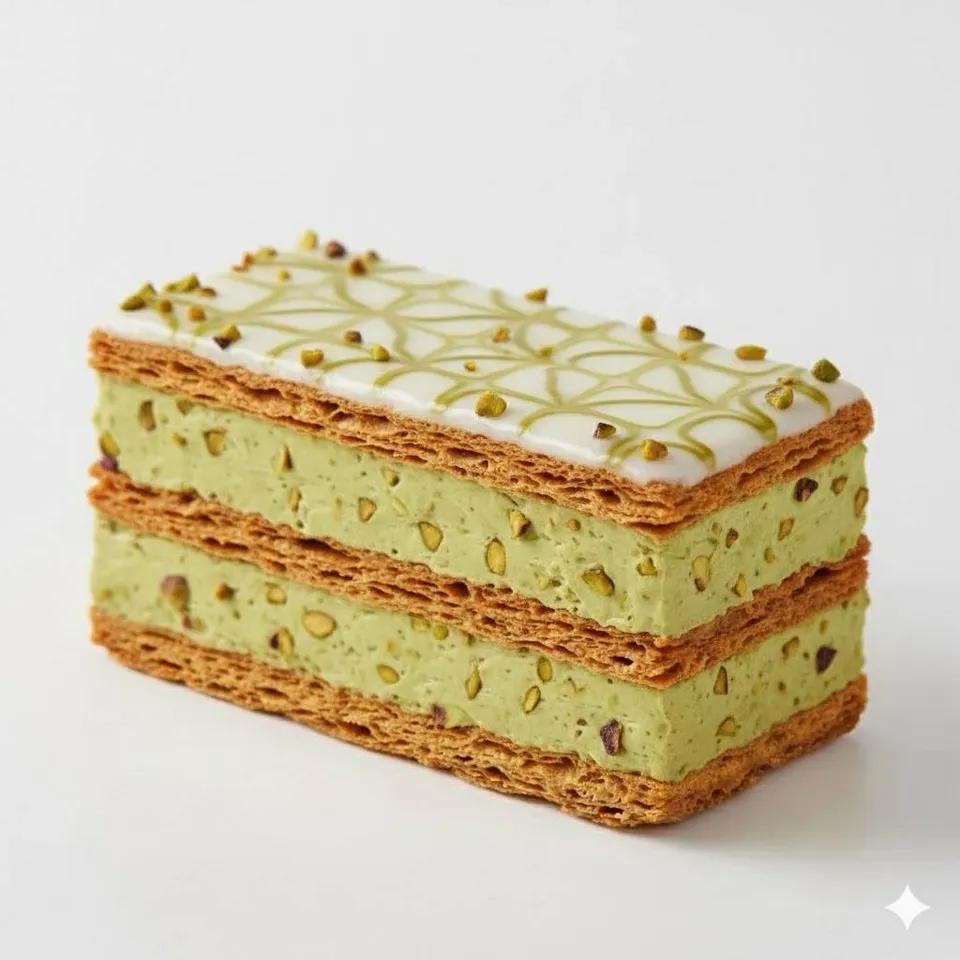 Mille feuille au Beurre Pistache