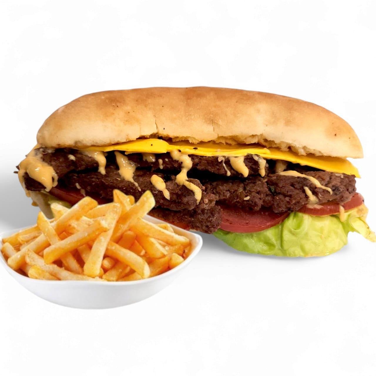 Sandwich viande hachée avec frite