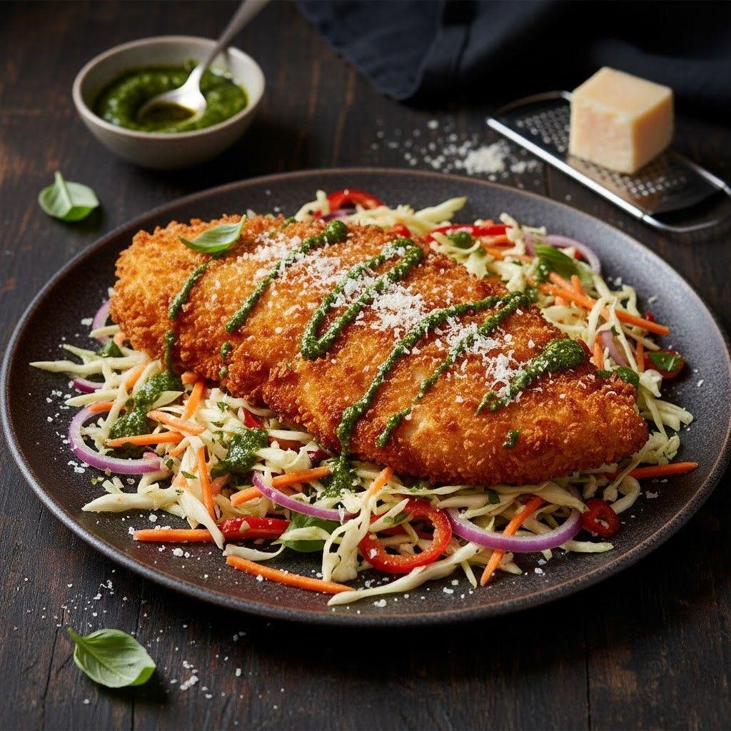 Chicken Schnitzel With Italian Slaw