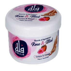Sucre à épiler au miel et à l'eau de rose - La boite de 200g - FOLLA (49)