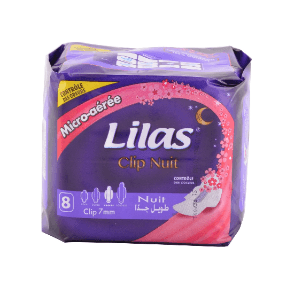 Serviettes Hygiéniques Parfumées Micro-aérée Nuit Lilas 8 Pièces