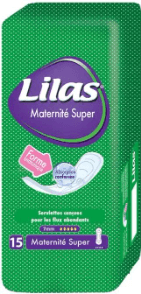 Serviettes Hygiéniques Maternité Super 7mm - Le Paquet De 15 Serviettes - Lilas (08)