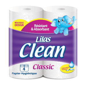 Papier hygiénique 2 plis classic clean - Le sachet de 4 rouleaux - LILAS (59)