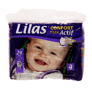 Couches Bébé Confort Max Actif - Taille 4 (9-18kg) - Le Paquet De 24 Couches - Lilas (06)