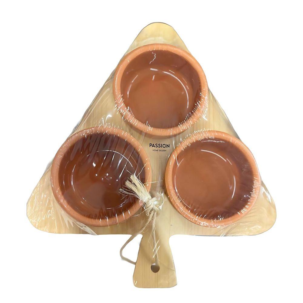 Set Raviers Terre Cuite Rond avec Support 3 pièces 7cl