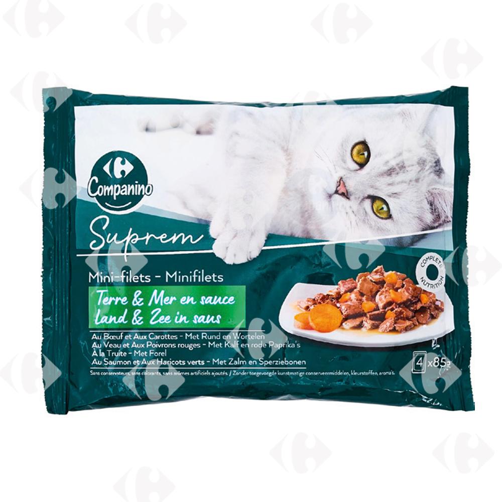 Pâtée Viande Poisson Menu Sélection pour Chats Adultes Carrefour 4x85g