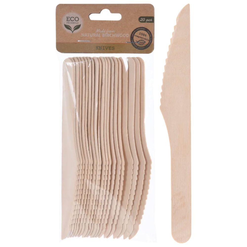 Lot de 20 Couteaux en Bois 16cm