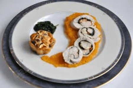 Roulette de Poulet Farcie au Crevette