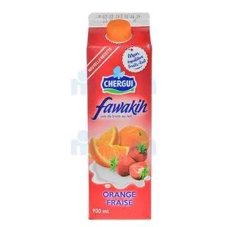 Jus de fruits au lait orange et à la fraise Fawakih 900ml - CHERGUI