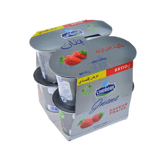 Yaourt ferme saveur fraise Jnane 8x110g - CHERGUI