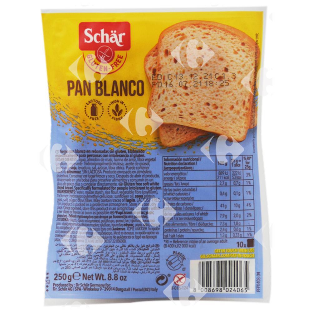 Pain Blanc Sans Gluten Schar 250g.