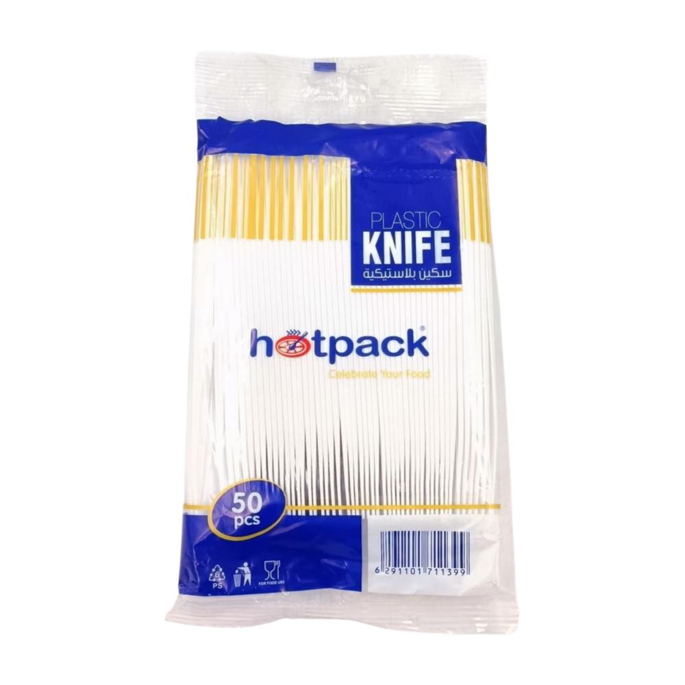 Pack Couteaux en Plastique Blanc 50 unités.