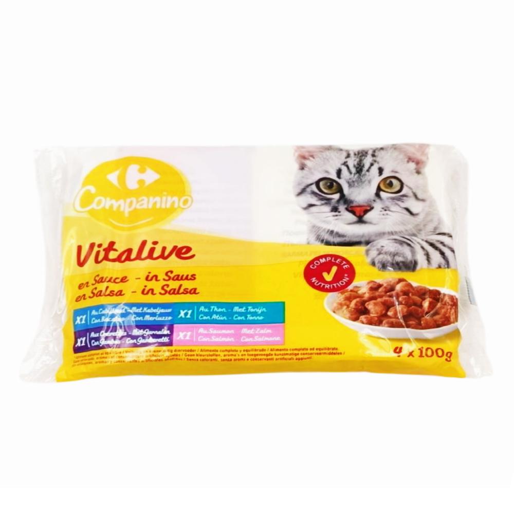 Pâtée Chat Adulte Emincé Poisson Carrefour 100g 4 unités