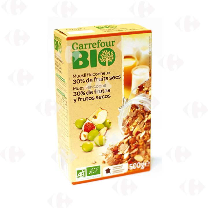 Muesli Floconneux 30% Fruits Secs Bio Carrefour Bio 500g