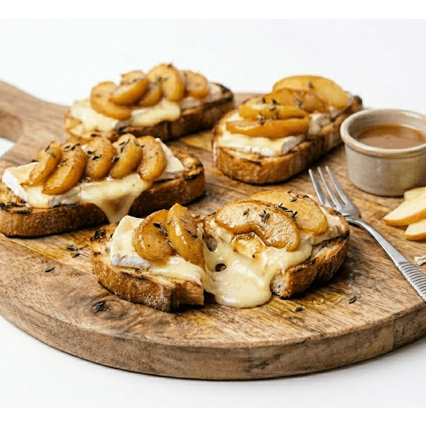 Bruschetta pommes caramélisées et camembert