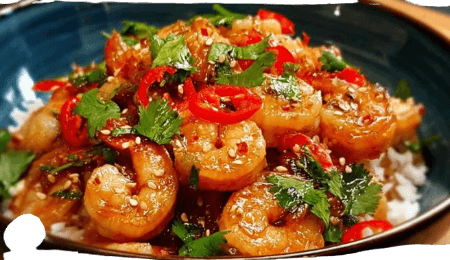 Crevettes au Gingembre / Caramel / Curry