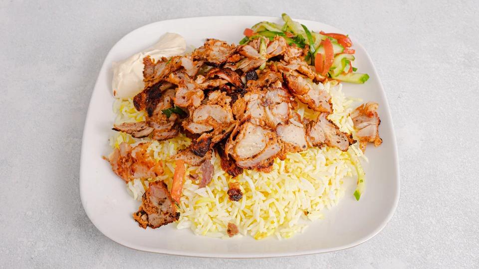 Shawarma dish with rice