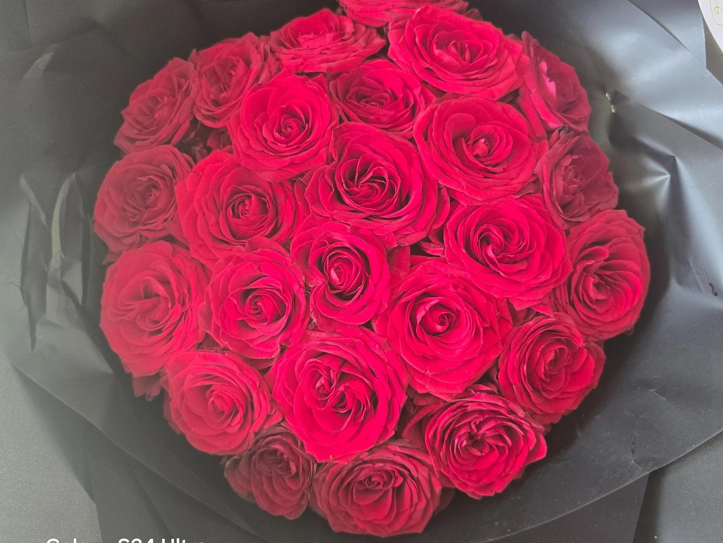 Bouquet de 25 roses rouges importé