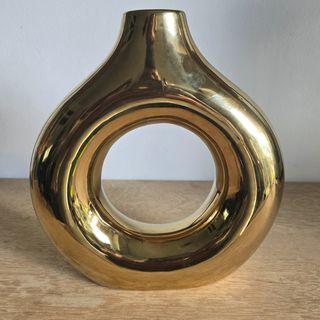 Vase donut céramique doré