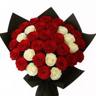 Mixte 30 Roses Rouges Et Blanche