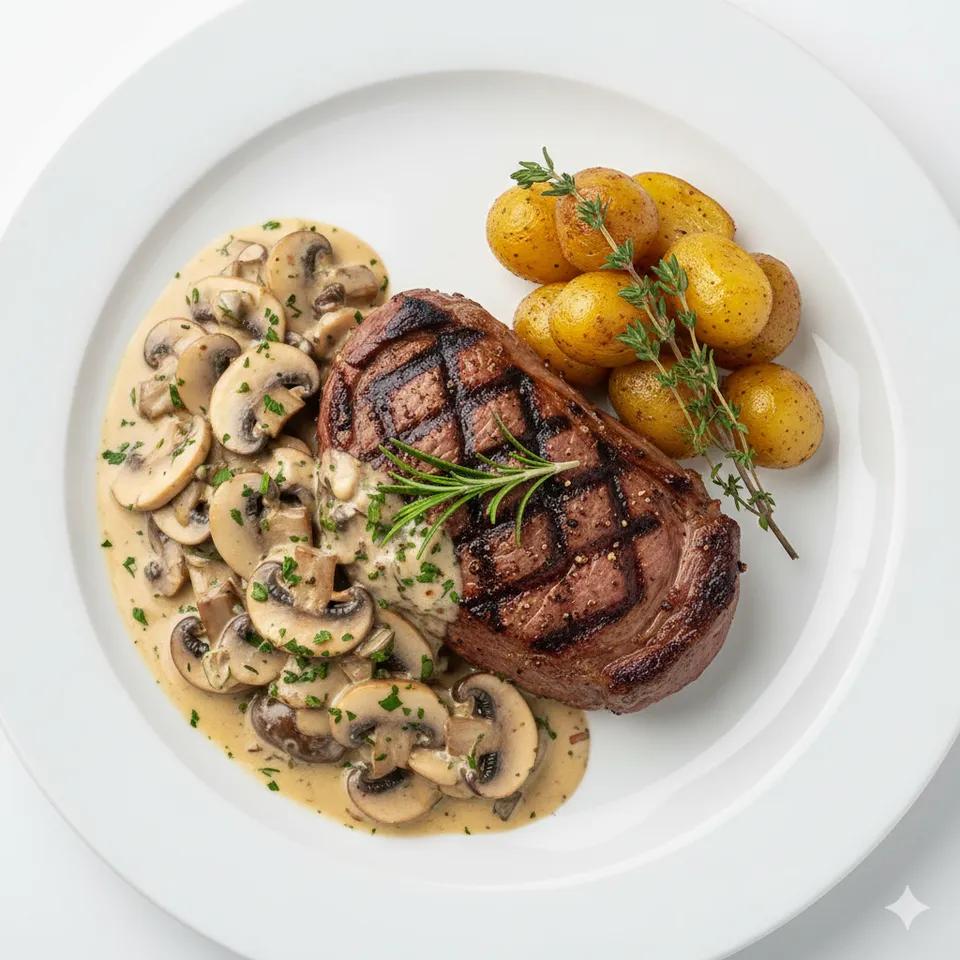 Sliced ​​Meat with Mushroom Sauce