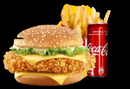 Menu Burger Poulet (Frites + Boisson)